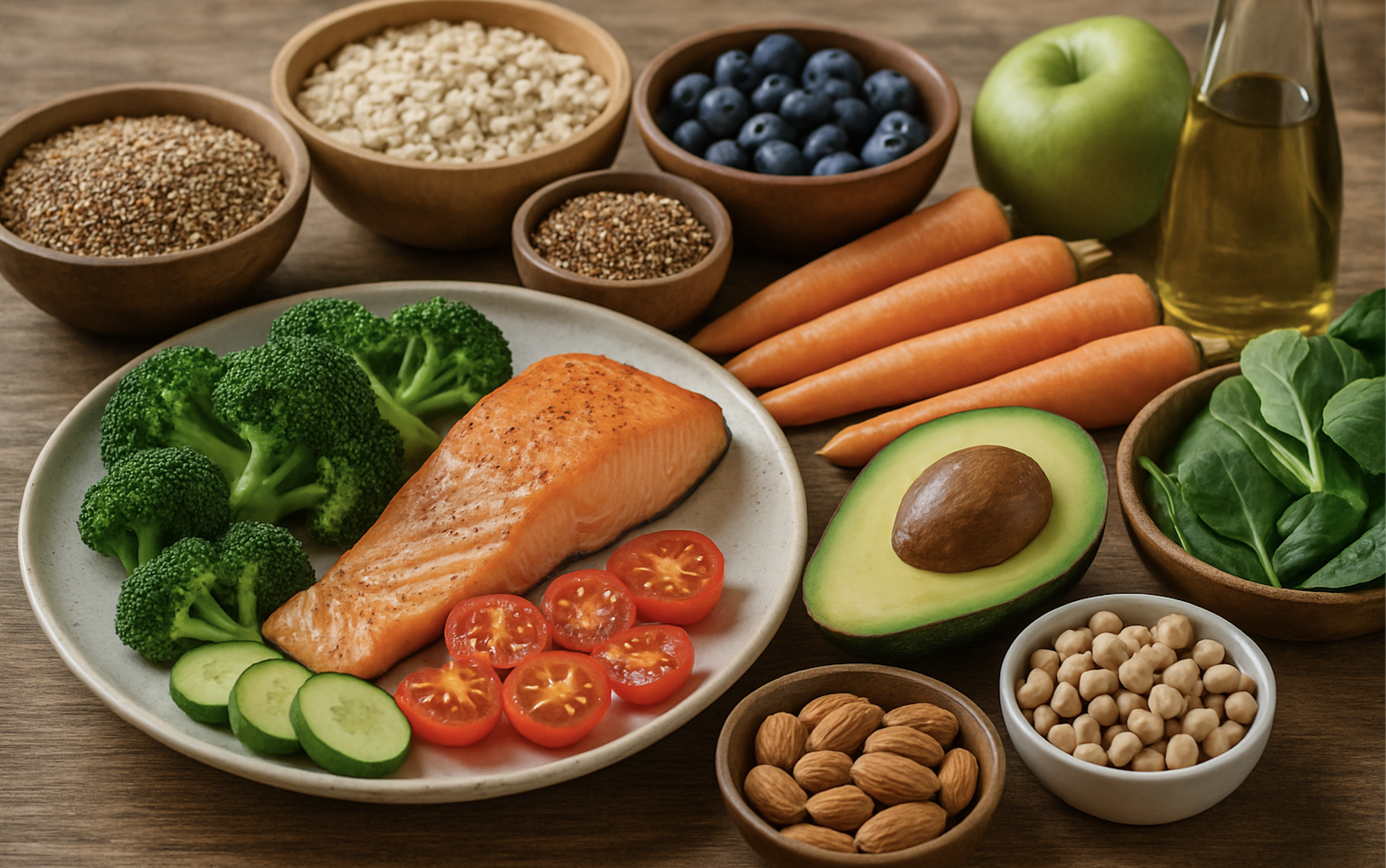 Clean eating ingredients and meals